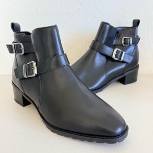 New Blondo Shantel Waterproof Black Leather Ankle Boots Size 11M